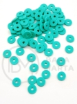 Mărgele din lut polimeric, disc Fimo 6x1mm turcoaz, gaură 2mm, 40 grame ~1100 bucăți 313034