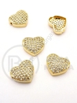 Margele inimă 10x11.5x4mm alamă cu zirconii forjate 1 bucată 305340