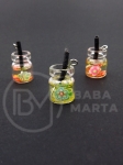 Pendant sticla borcan 14x10mm cu cocktail de fructe 1 pachet 2 bucati 335520