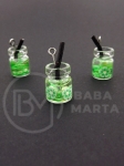 Pendant borcan de sticla 14x10mm cu cocktail de fructe 1 pachet 2 bucati 335522