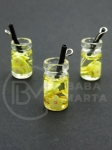 Borcan pandantiv din sticlă 18x10mm cu buchet de cocktail 1 pachet 2 bucăți 335539
