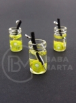 Pandantiv din sticlă 18x10mm cocktail din argint 2 bucăți 335664
