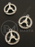 Pandantiv cristal metalic 22x19mm culoare argintie 1 buc 309497