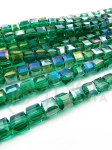 Cub de cristal 7x7mm verde transparent AB ~98 buc ~70cm 1 șir 342809