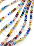 Glob de sticlă Millefiori ~ flori de 4mm ~ 100 buc 343479