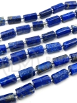 Cilindru Lapis Lazuli 8.5~11x5.5~6.5mm cu mărgele de sticlă 3mm ~15 bucăți 19cm 1 șir 351293