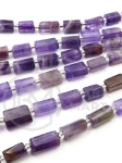 Cilindru de ametist 8,5~11x5,5~6,5mm cu mărgele de sticlă 3mm ~15 bucăți 19cm 1 șir 351299