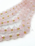 Cuarț roz 8~8.5x6.5~7mm cu mărgele de sticlă 3mm gaură 0.8mm ~45 bucăți 39cm 1 șir 353473