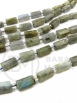 Cilindru de labradorite 8.5~11x5.5~6.5mm cu mărgele de vitella, gaură de 3mm, 1mm, ~15 pieces, 19cm, 1 şir 353482