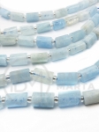 Cilindru acvamarin 8,5~11x5,5~6,5mm cu mărgele de sticlă 3mm gaură 1mm ~15 bucăți 19cm 1 șir 353483