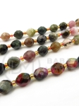 Turmalină naturală 8~9x7~8mm cu mărgele de sticlă 3mm ~19 bucăți 19cm 1 șir 353491