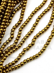 Bilă de hematit 3mm color aurie gaură 0.6mm 40cm ~150 buc 1 brad 353509
