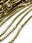 Fațetat pătrat hematit 2x2mm, culoare auriu obtură, gaură 0.7mm, 40cm, ~200 buc., 1 brad, 353558