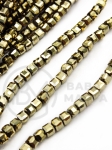 Hematit pătrat fațetat 3x3mm, culoare auriu opret, gaură 0.8mm, 40cm, ~130 buc., 1 brad, 353568