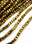 Hematit fațetat pătrat 3x3mm, culoare aurie, grosime 0.8mm, 40cm ~130 buc. 1 brad 353569