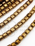 Hematit pătrat 6x6mm culoare bronz gaură 1.2mm 40cm ~70buc 1 brad 353580