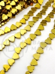 Hematit 6x6x2mm inimă aurie gaură 1mm 40cm ~65buc 1 brad 353659
