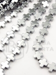 Hematit cruce argintie 8x8x3mm gaură 1.2mm 40cm ~48buc 1 fir 353665