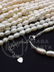 Colier de perle ~9x~6mm oțel natural ~38+5cm ~40buc 1 șir 355115