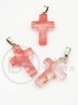 Pandantiv cruce 25x18mm cuarț cireș 355687
