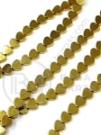 Inimă de hematit 6x6x2mm culoare aurie gaură 1mm ~72 buc ~40cm 1 buc 353183