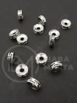 Margele metallice 7.5x3mm culoare argintie gaură 2mm 1 pachet 30 buc 308366