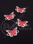 Element de legătură fluture metalic cu cristal 18x12mm 1 pachet 5 buc 304064