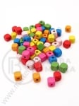Cub de lemn 6x6x6mm gaură colorată 2mm 1 pachet 40g ~400 buc 321134