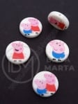 Mărgele din plastic 15x4mm albe cu imagine 1 pachet 5 buc 312741