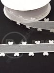 Panglică de satin 25mm albă cu inimioare 1 pachet 5 metri 451311