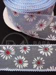 Panglică organza 38mm imprimeu floral albastru 1 pachet 5 metri 451431