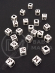 Cub cu semne zodiacale 6x6mm alb cu negru 1 pack 40g ~260 buc 312215