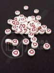 Margele 7x4mm albe cu gaura in forma de inimă rosăma 1mm 1 paquet 40g ~275 buc 312538