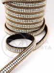 Colier natural 8x3mm negru cu cristal și lanț de aur 1 metru 421159