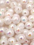Mărgele albe 10mm efect AB gaură 2mm 1 pachet 40g ~82 buc 312544