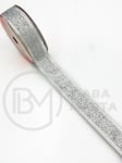 Panglică textilă argintie lățime 25mm - lungime ~2,70 metri 462236