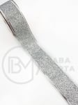 Panglică textilă argintie lățime 38mm - lungime ~2,70 metri 462237