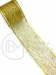 Panglică brocart auriu cu plasă, lățime 63mm - lungime ~2,70 metri 462250