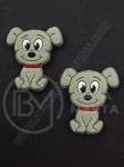 Mărgele silicon dog 28x25x7.5mm gri gaură 2mm 1 buc 317009
