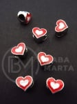 Margele SSV inimă 12x10x8mm roșu cu gaură albă 5mm 1 pachet 10 buc 318676