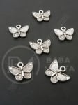 Pandantiv fluture metalic 10x13mm culoare argintie 1 pachet 20 buc 306085
