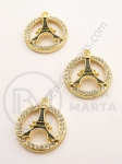 Pandantiv cristal metalic 22x19mm culoare aurie 1 buc 309495