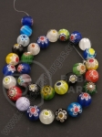 Glob de sticlă Millefiori 12mm cu flori ~32 buc 1 buc 343234