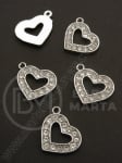 Pandantiv cristal metalic 20x16mm culoare argintie 1 buc 309489