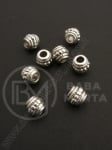 Margele metallice 8x6.5mm color argintie, gaură 3.5mm, 10 buc. 308519