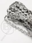 Bandă de șnur argintie 5,5 mm, zig-zag, 13 metri 411151