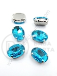 Glass stone (cristal) 14x10x6.5mm albastră în coș metalic 1 pachet 4 buc 151759
