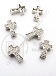 Margele cruce 14x9x4mm cu zirconii forjat, gaura 1.5mm, 1 bucata 305284