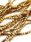 Hematit 3x3mm nemagnetic, culoare aurie, gaură 1mm ~150 buc ~40cm 1 greutate 352676