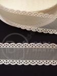 Panglică organza ecru 26mm cu dantelă ecru 1 pachet 5 metri 451392